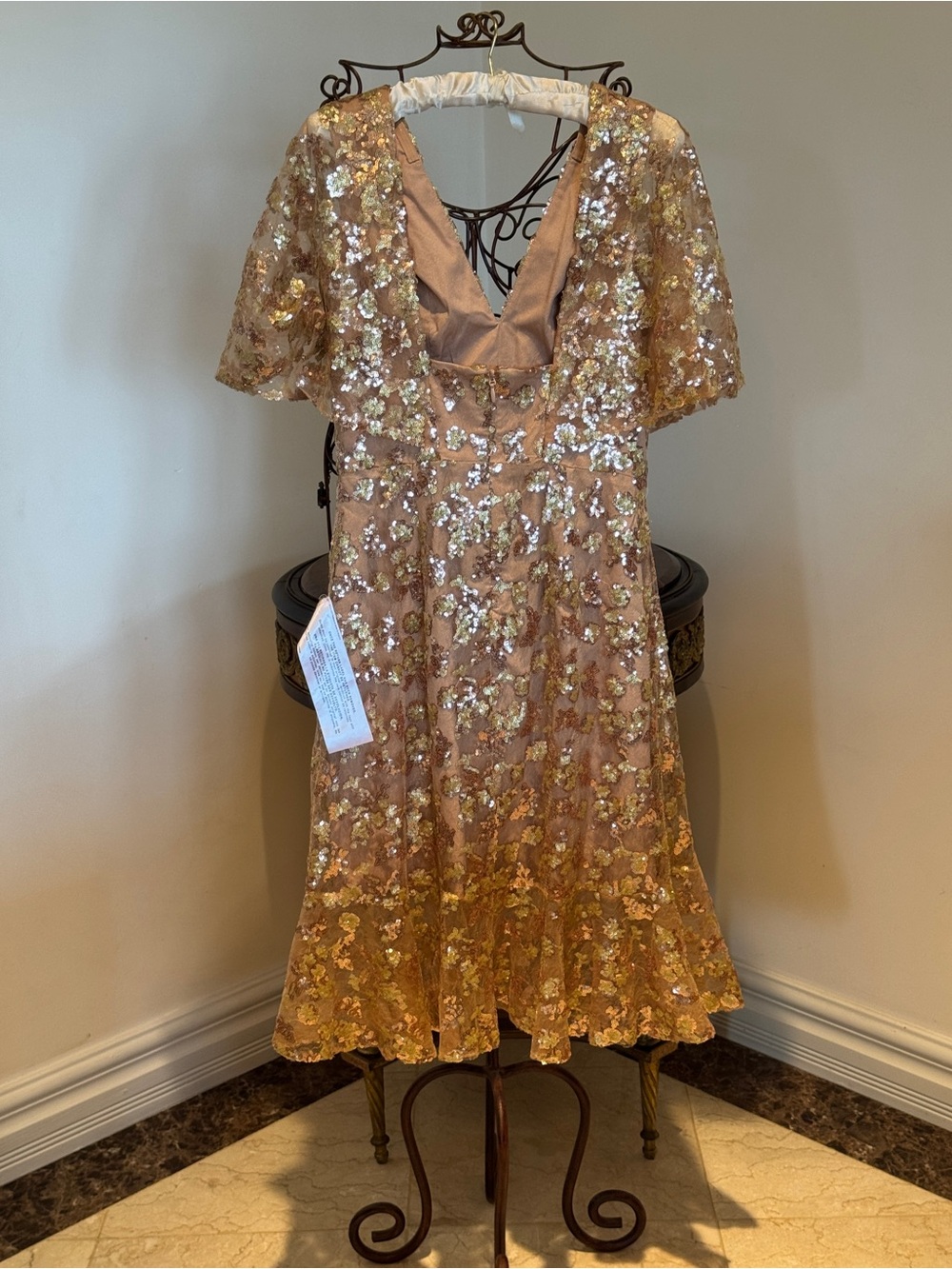 Dress the Population Sequin Blush Gold Dress - Picture 3 of 11